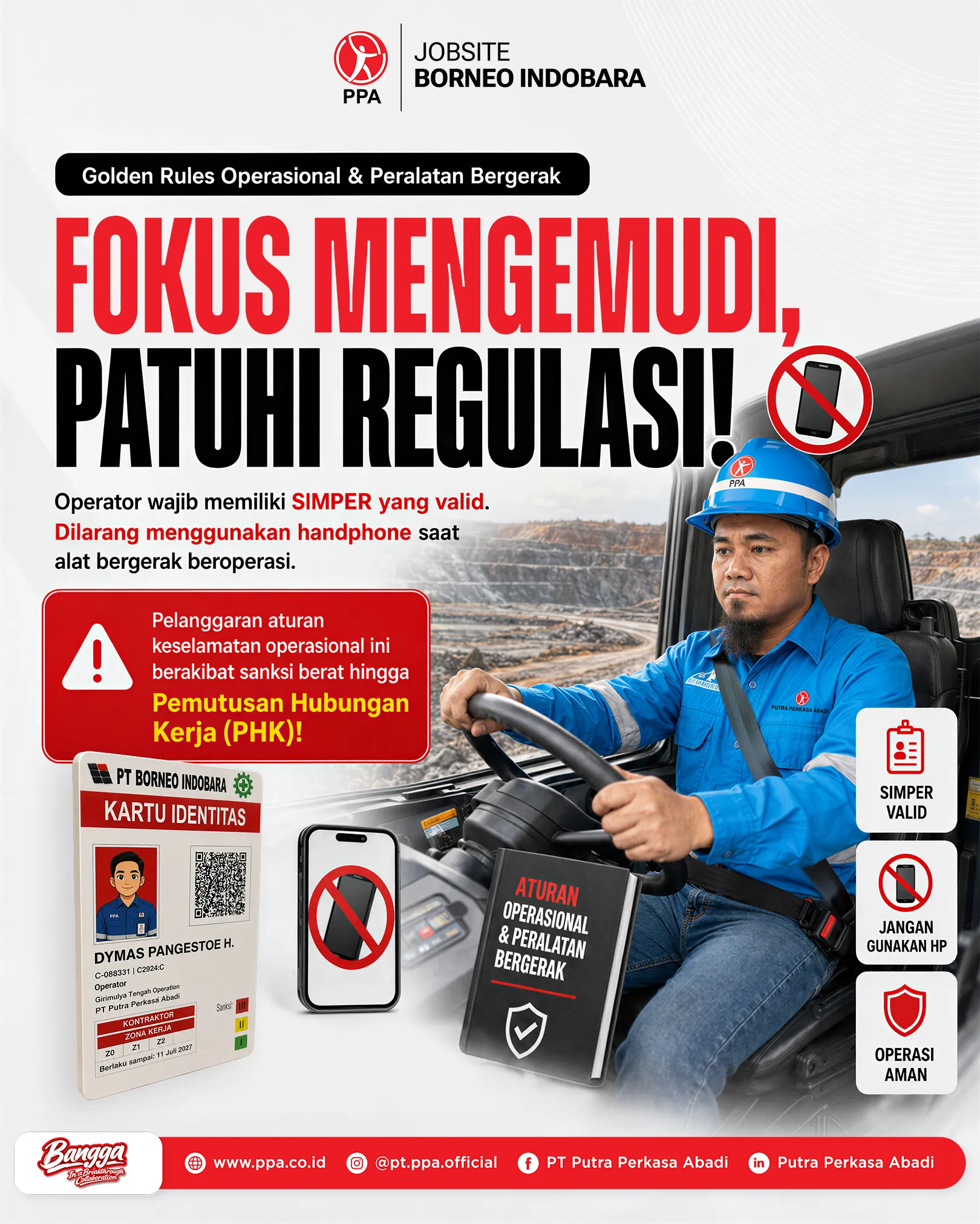 Fokus Mengemudi dan Patuhi Golden Rules Pengoperasian Peralatan Bergerak!